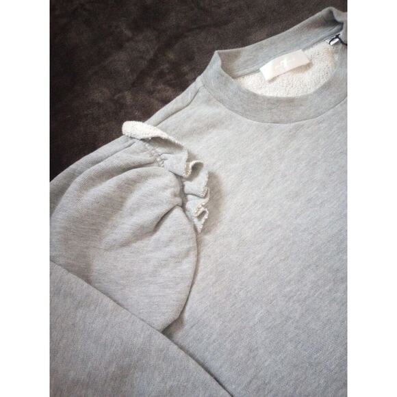 7 for all mankind womens sweatshirt size XS Gray ruffle Puff Sleeve Retail $178 - Picture 4 of 8